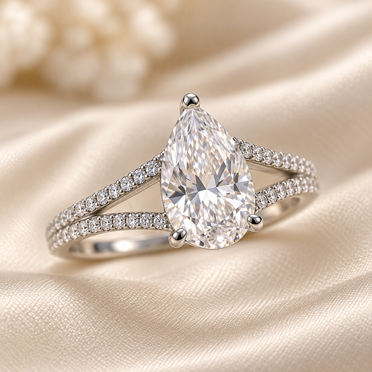 Juliette Pear Split-Shank Ring — design visualisation