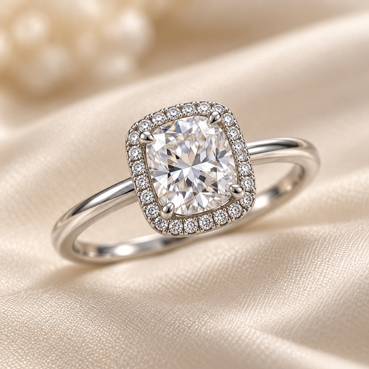 Vivienne Cushion Halo Ring — design visualisation